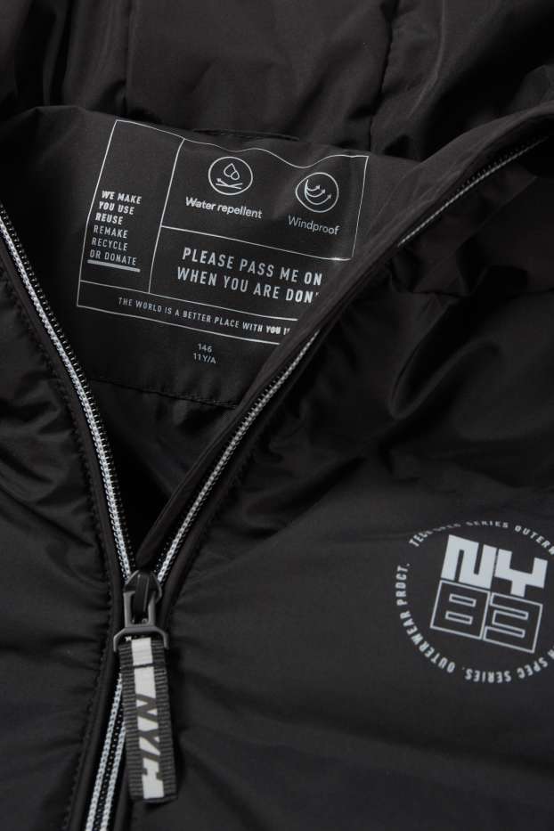 Bambini - Giacca trapuntata con cappuccio - idrorepellente - nero