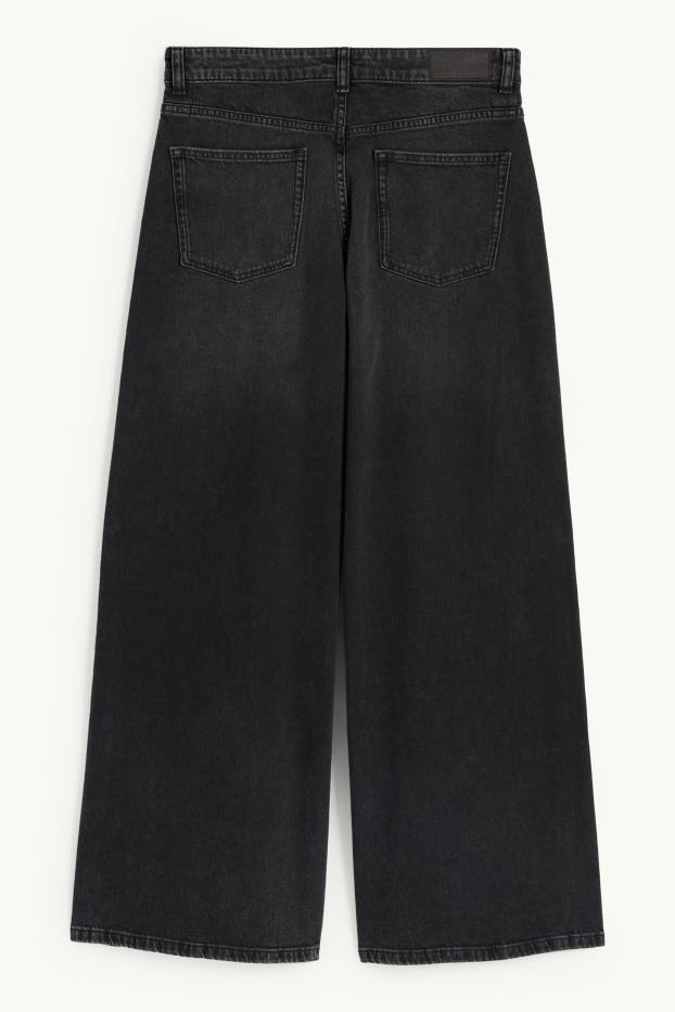 Femmes - Wide leg jean - low waist - noir