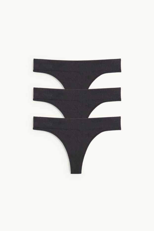 Women - Multipack of 3 - thong - seamless - black