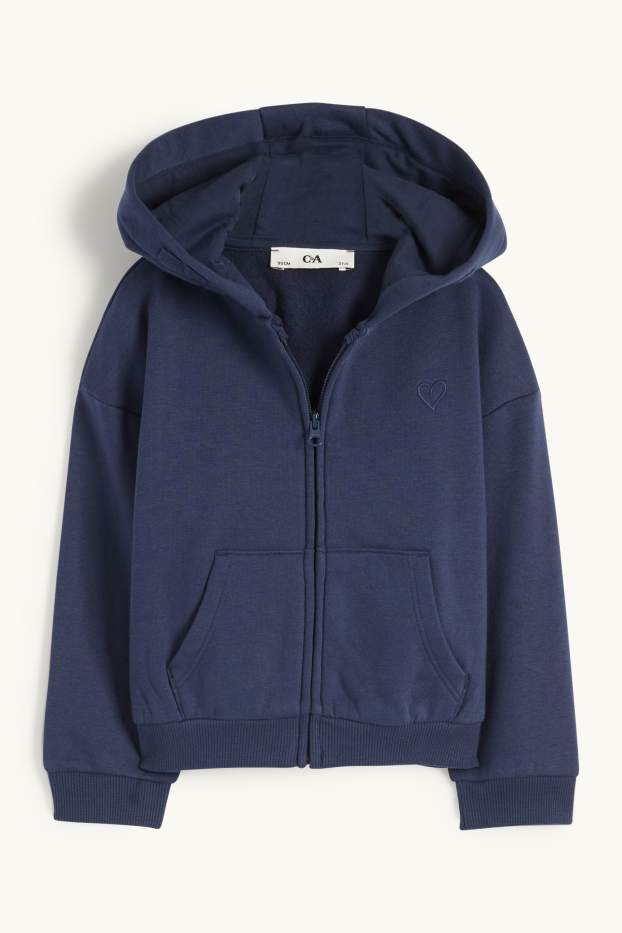 Kinder Mädchen - Herz - Sweatjacke mit Kapuze - dunkelblau