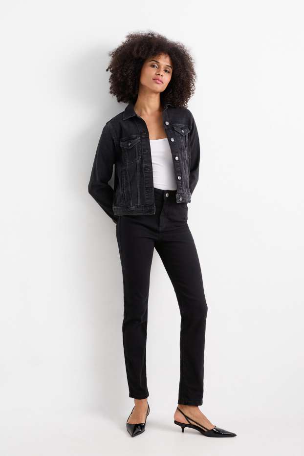 Dona - Pantalons de tela - high waist - slim fit - negre