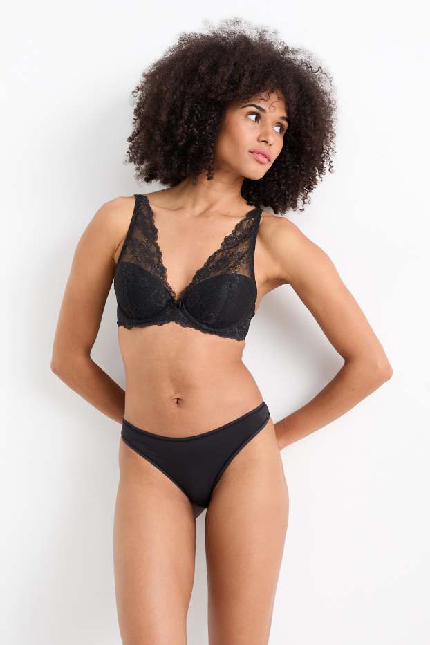 Femmes - Lot de 3 - strings - noir