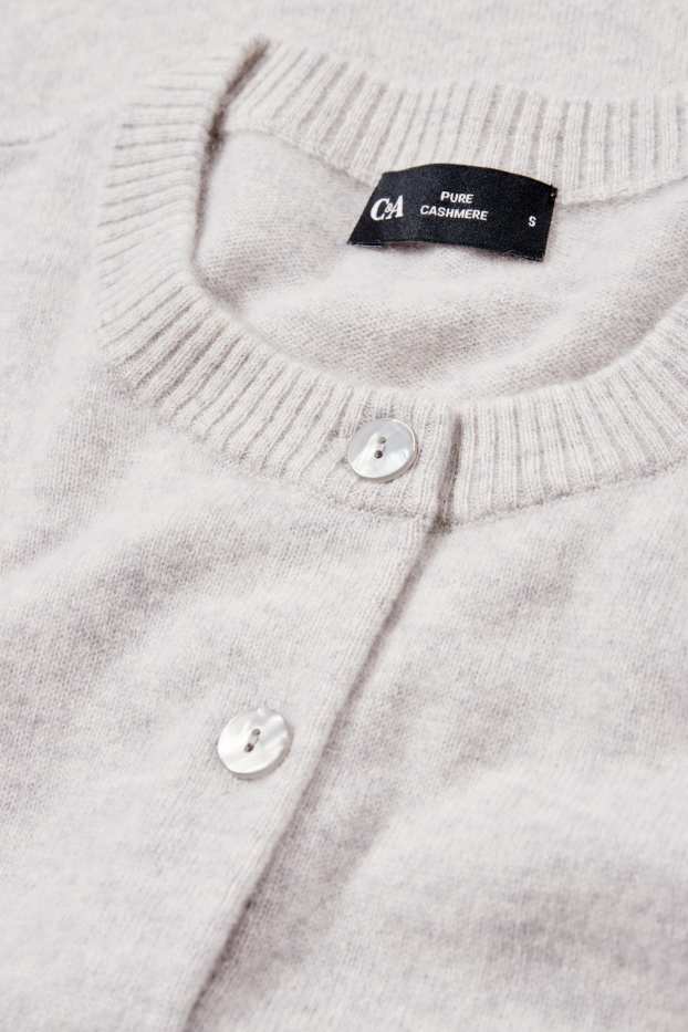 Damen - Kaschmir-Strickjacke - hellgrau-melange