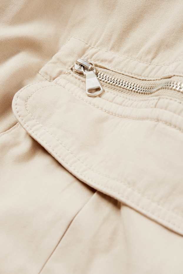 Damen - Cargohose - Mid Waist - Wide Leg - hellbeige