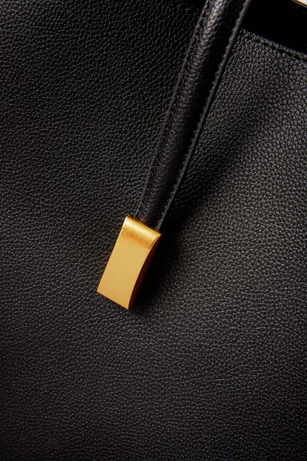 Damen - Shopper - Lederimitat - schwarz