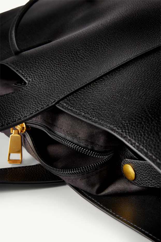 Damen - Shopper - Lederimitat - schwarz
