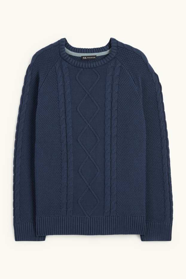 Enfants garçons - Pullover - motif tressé - bleu foncé