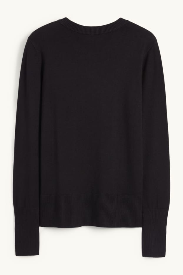 Women - Fine knit jumper - black