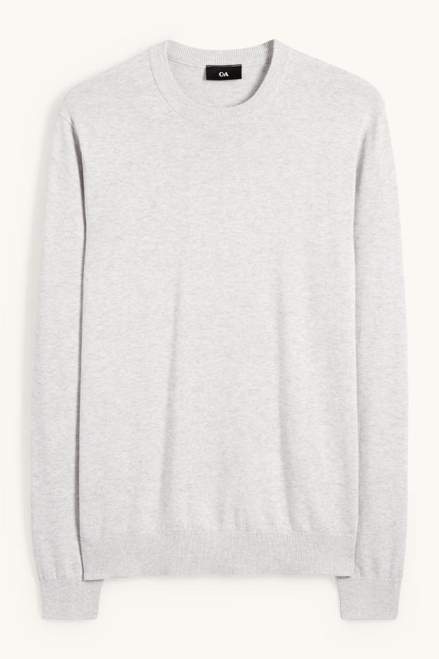 Herren - Feinstrick-Pullover - hellgrau
