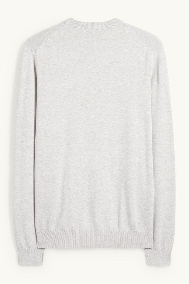 Herren - Feinstrick-Pullover - hellgrau