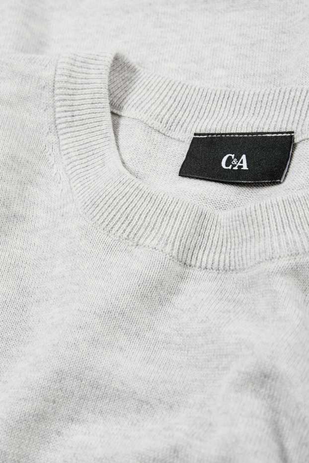 Herren - Feinstrick-Pullover - hellgrau