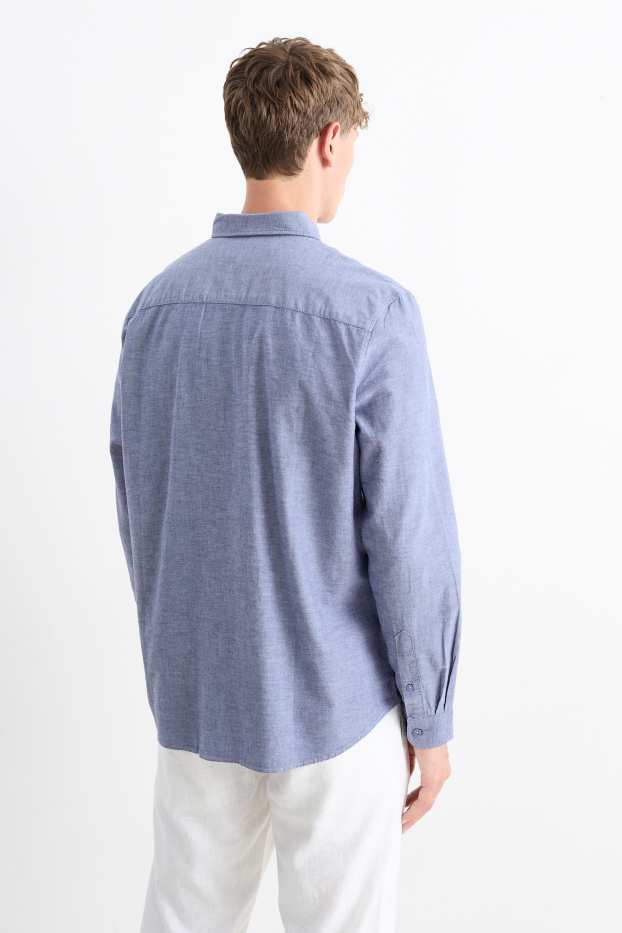 Men - Shirt - regular fit - button-down collar - dark blue