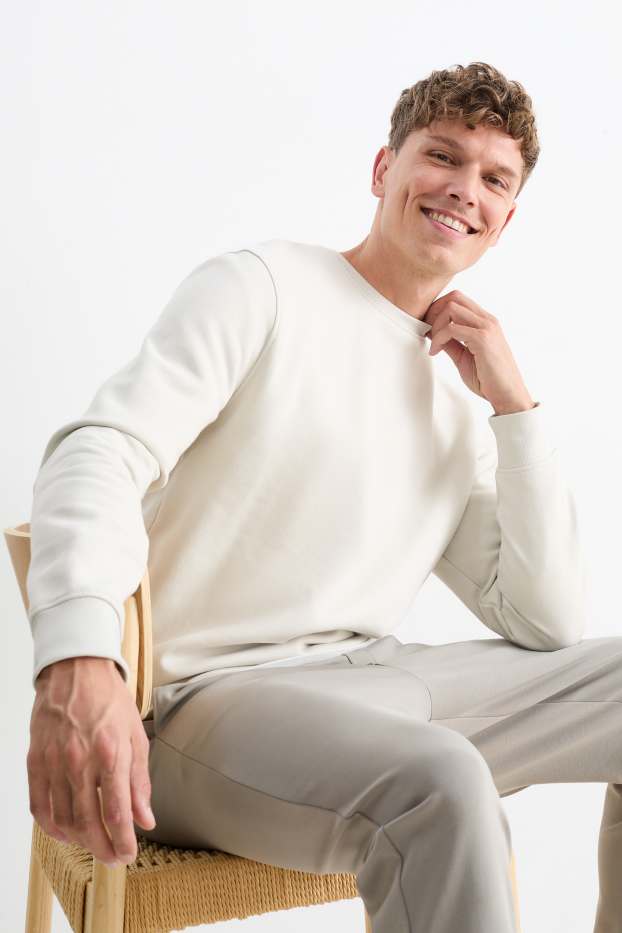 Bărbați - Bluză de molton - alb-crem