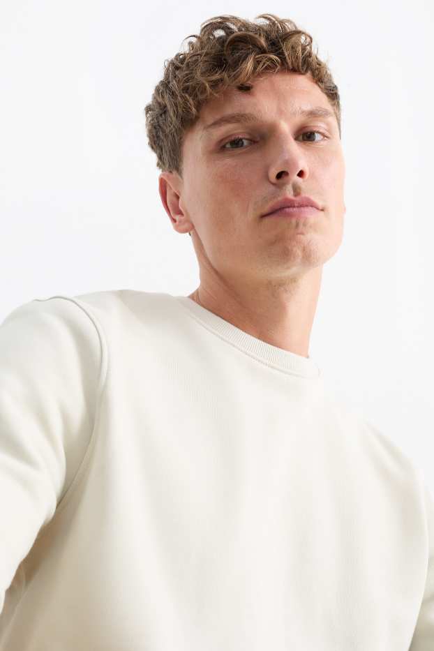 Bărbați - Bluză de molton - alb-crem