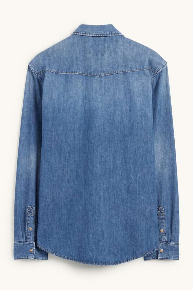 Hommes - Chemise en jean - regular fit - col kent - jean bleu