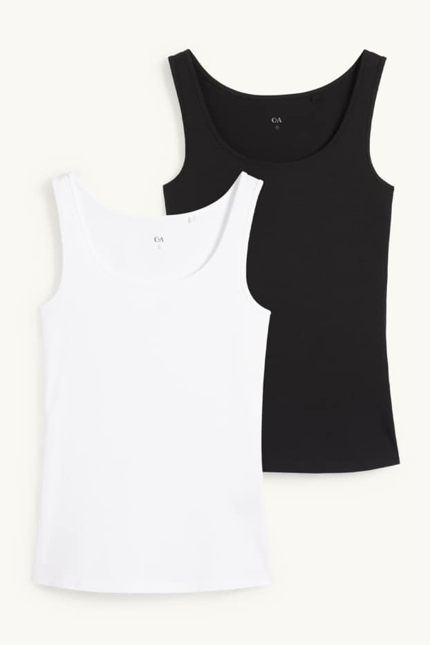 Dona - Paquet de 2 - samarreta de tirants  - blanc/negre