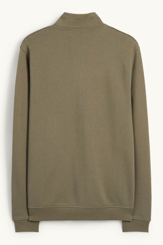 Hommes - Sweat zippé en molleton - vert foncé