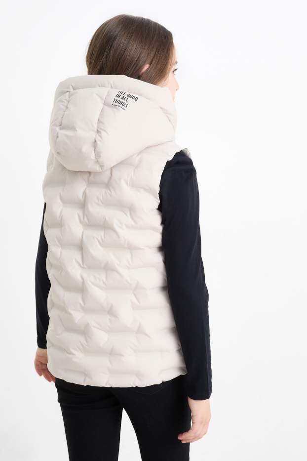 Bambine - Gilet trapuntato con cappuccio - impermeabile - beige chiaro