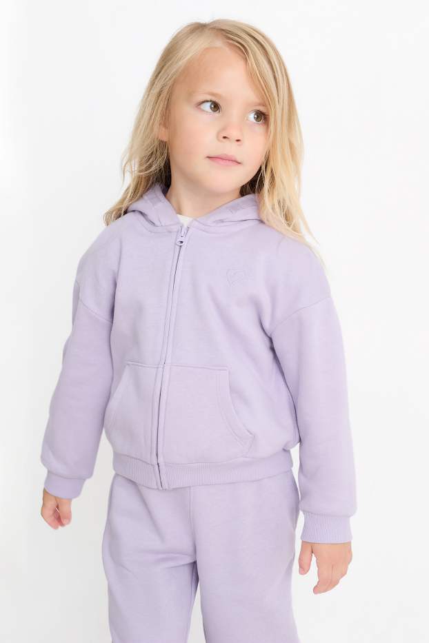 Kinder Mädchen - Herz - Sweatjacke mit Kapuze - hellviolett