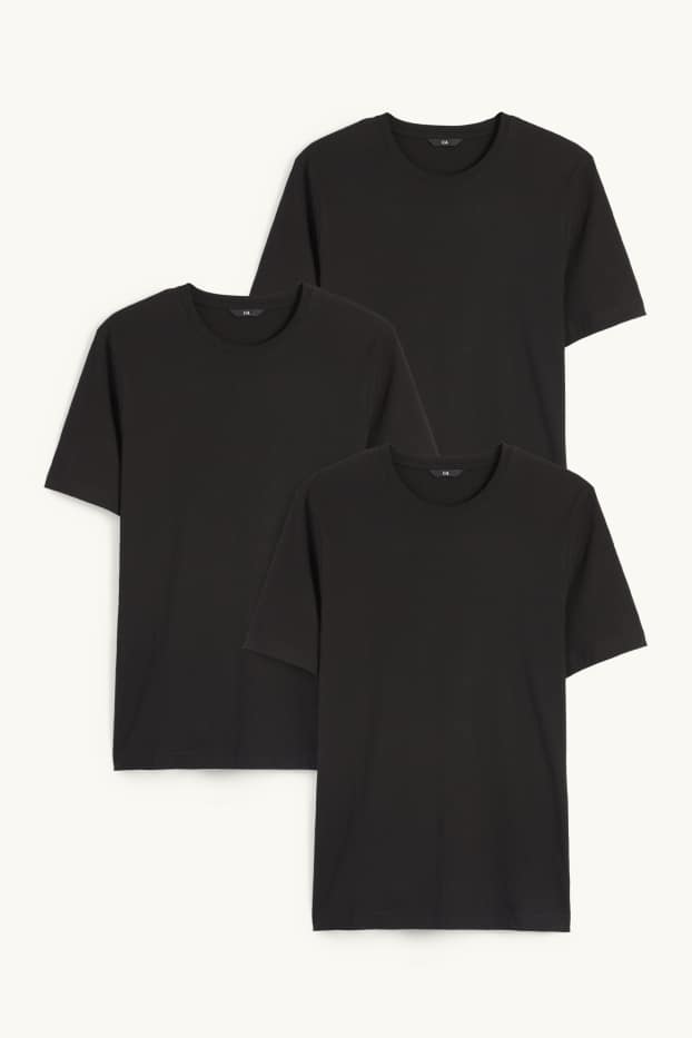 Hommes - Lot de 3 - T-shirts - regular fit - noir