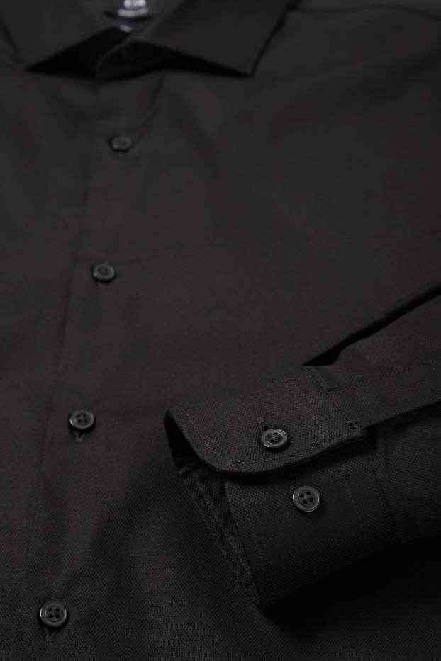 Uomo - Camicia business - body fit - colletto cutaway - facile da stirare - LYCRA® - nero