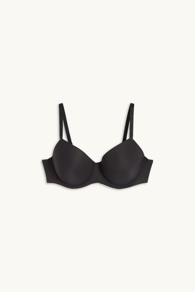 Dámské - Podprsenka s kosticemi - DEMI - s vycpávkami - LYCRA® - černá