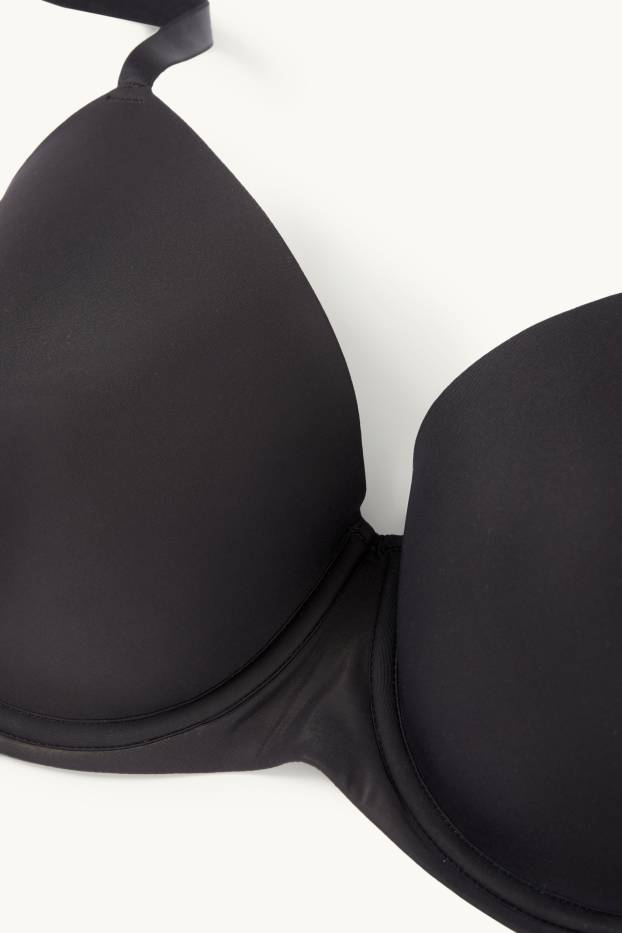 Dámské - Podprsenka s kosticemi - DEMI - s vycpávkami - LYCRA® - černá