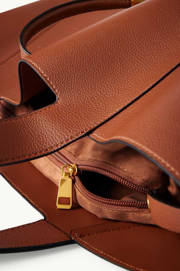 Dames - Shopper - imitatieleer - bruin