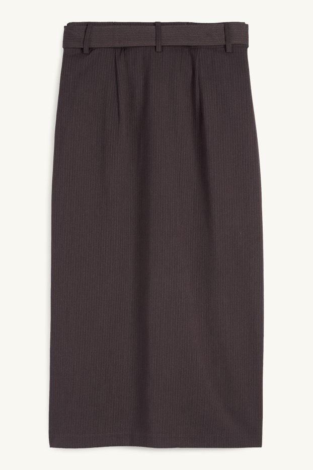 Dámské - Pouzdrová sukně s páskem - úzký proužek - tmavošedá