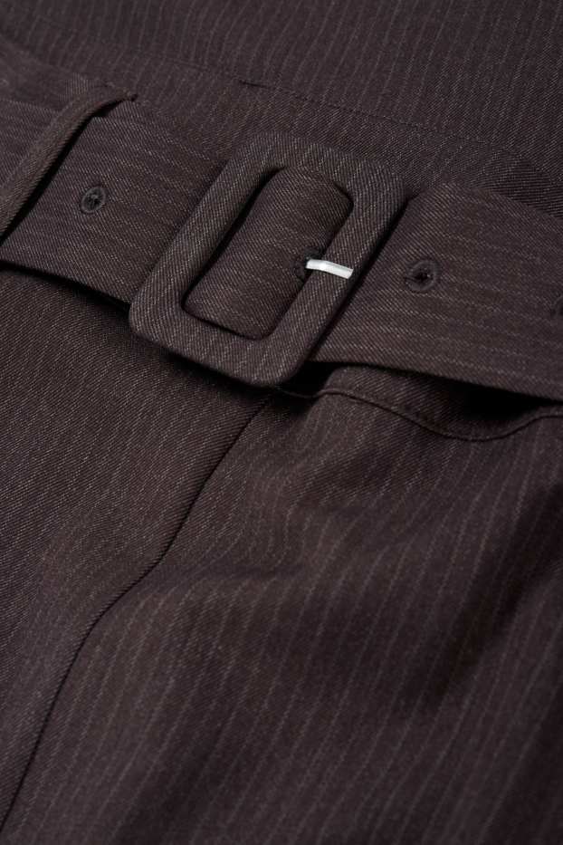 Dámské - Pouzdrová sukně s páskem - úzký proužek - tmavošedá