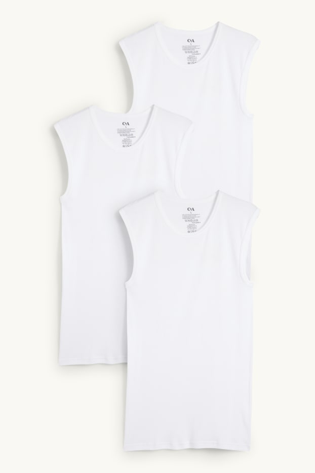 Men - Multipack of 3 - vest - skinny rib - seamless - white