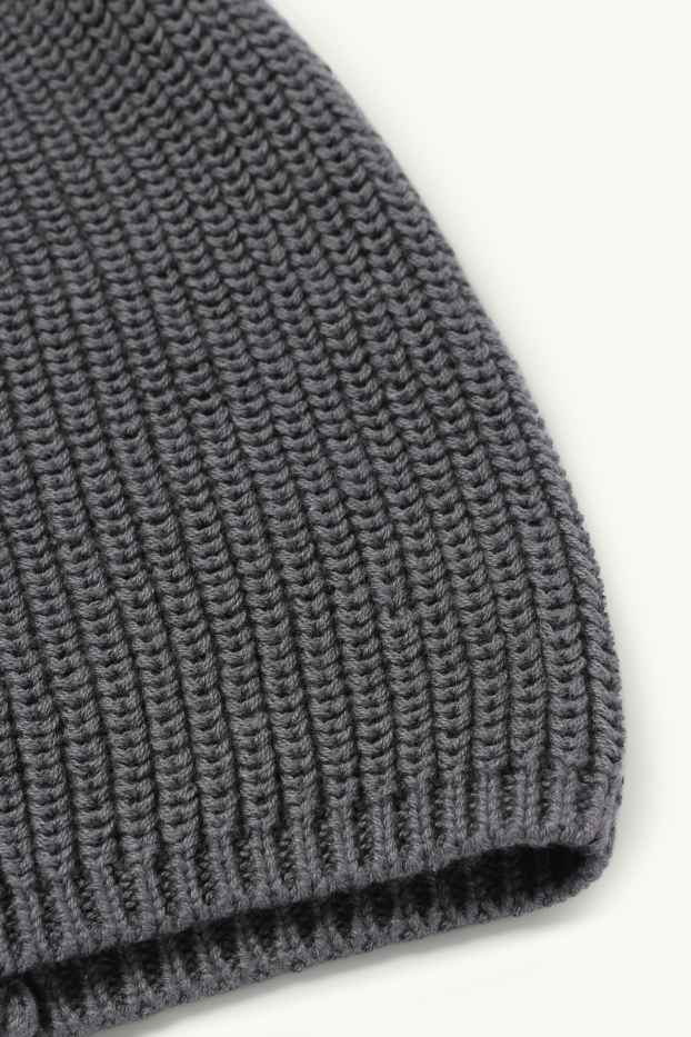 Hommes - Bonnet en maille - gris foncé