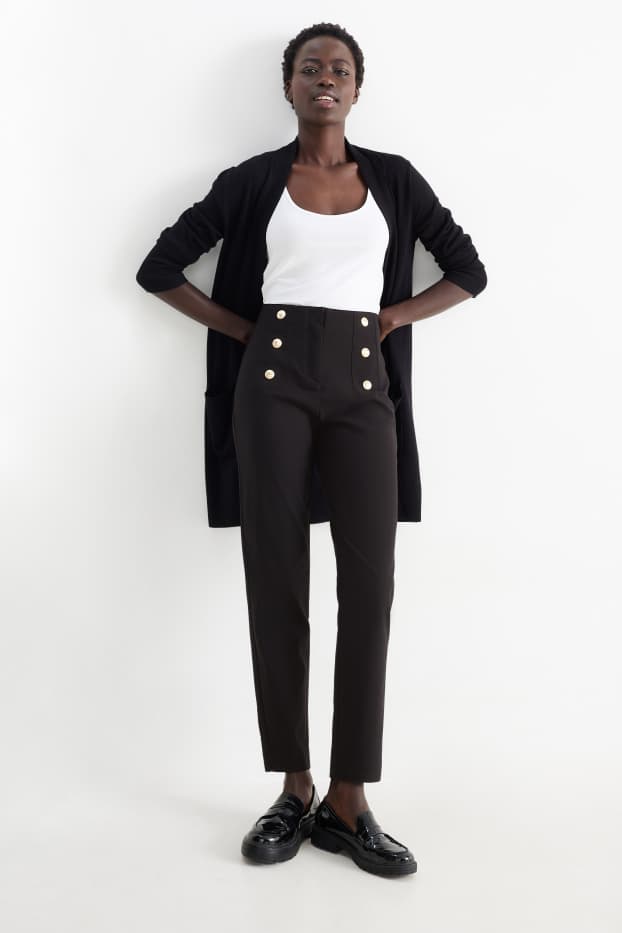 Donna - Pantaloni - vita alta - slim fit - nero