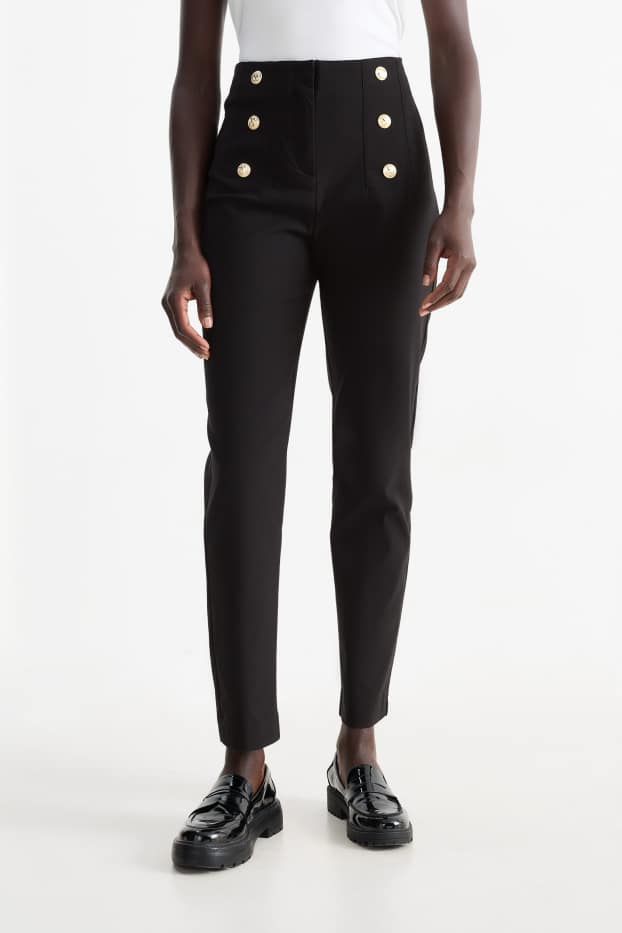 Donna - Pantaloni - vita alta - slim fit - nero