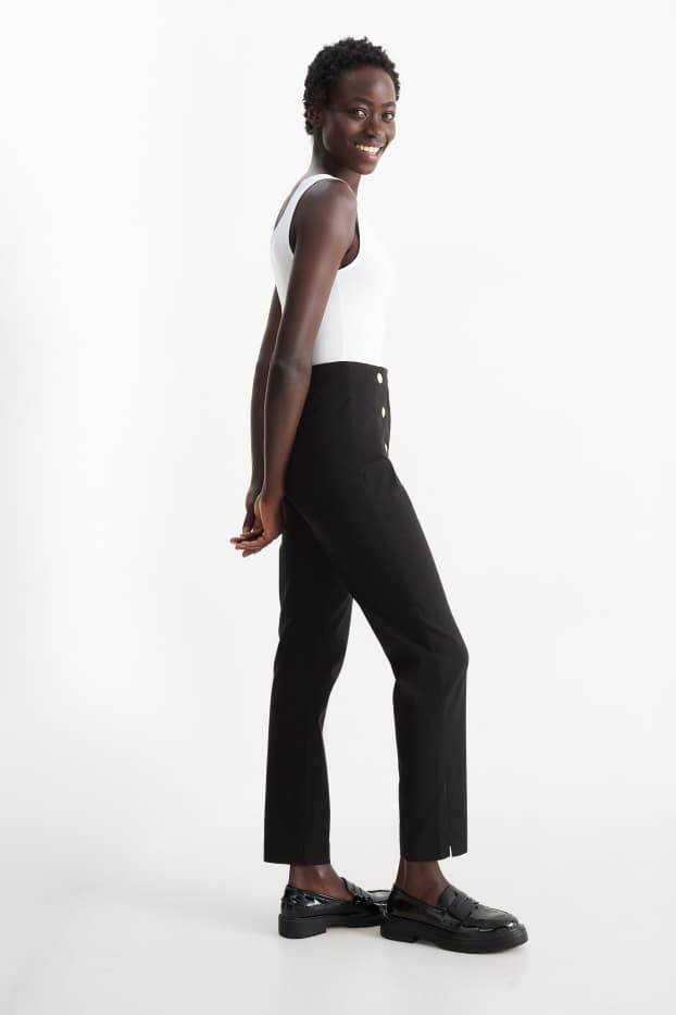 Donna - Pantaloni - vita alta - slim fit - nero