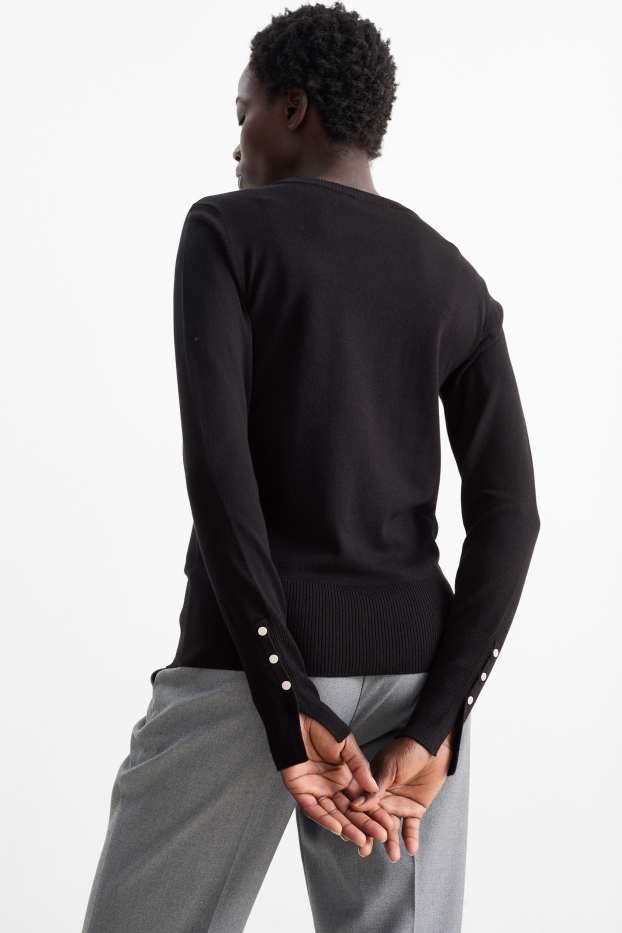 Women - Fine knit jumper - black