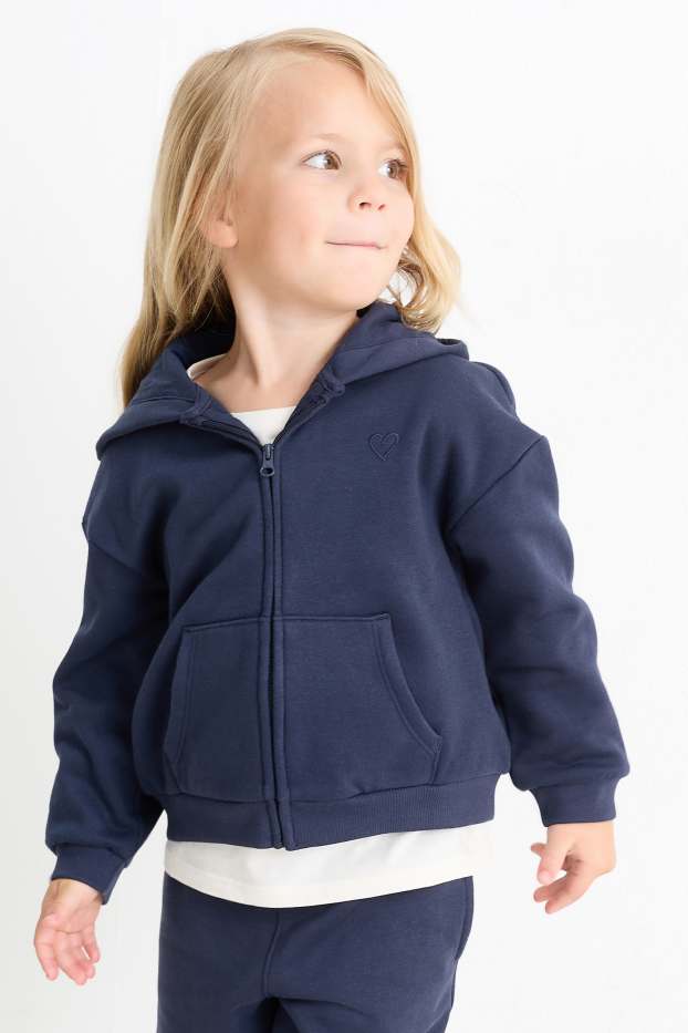 Kinder Mädchen - Herz - Sweatjacke mit Kapuze - dunkelblau