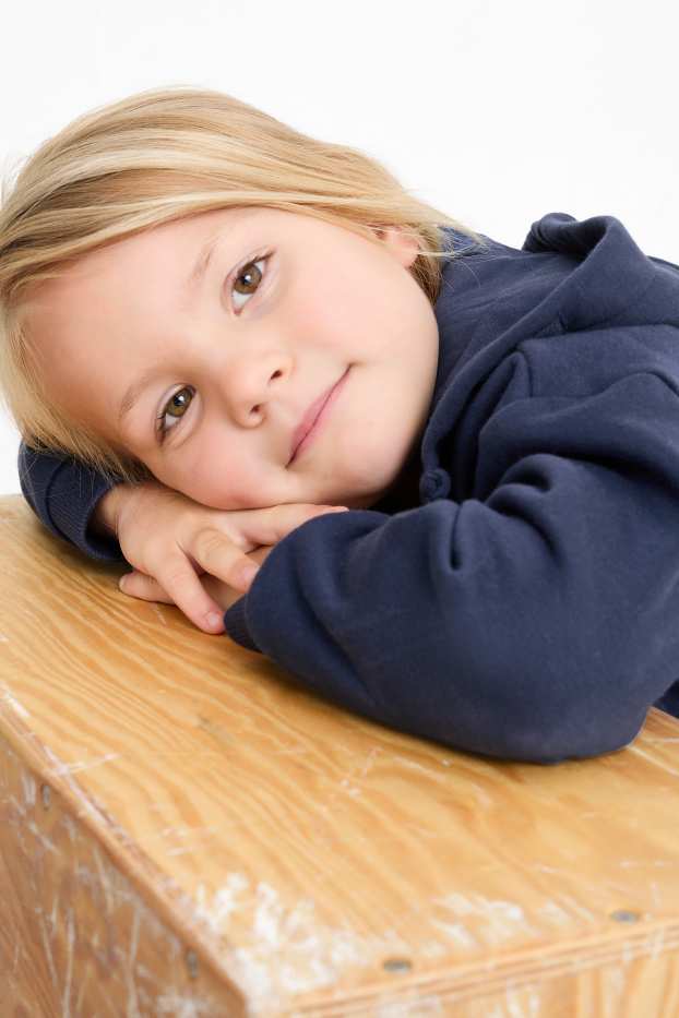 Kinder Mädchen - Herz - Sweatjacke mit Kapuze - dunkelblau