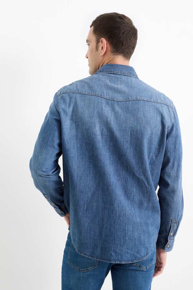 Hommes - Chemise en jean - regular fit - col kent - jean bleu