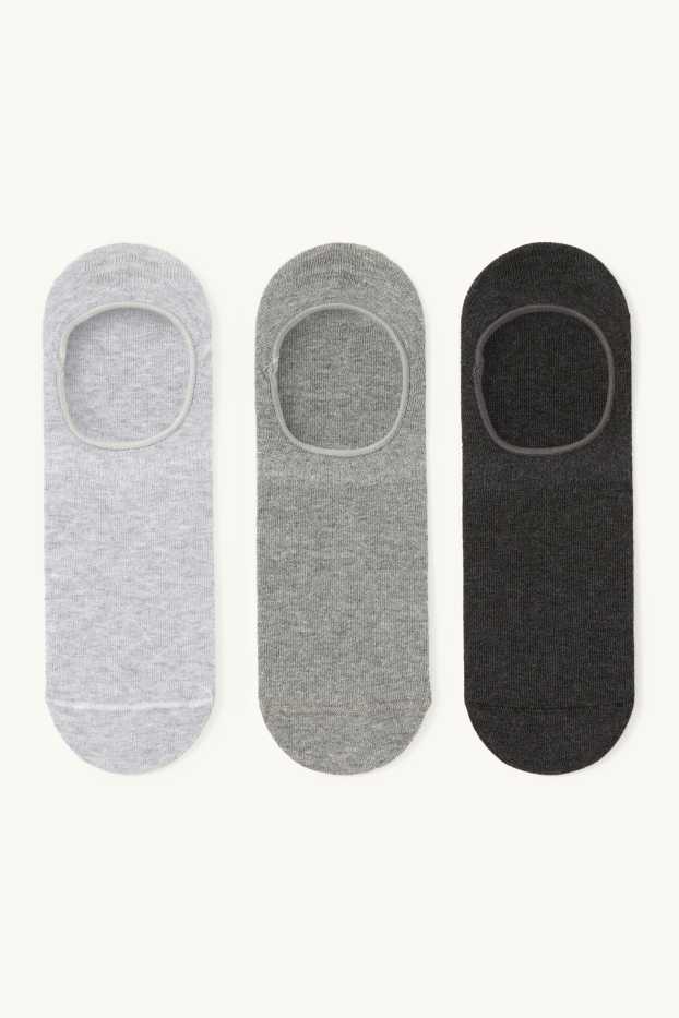 Heren - Set van 3 paar - voetenkousjes - grijs