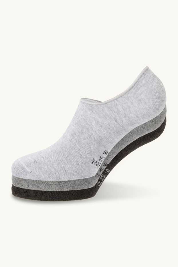 Heren - Set van 3 paar - voetenkousjes - grijs