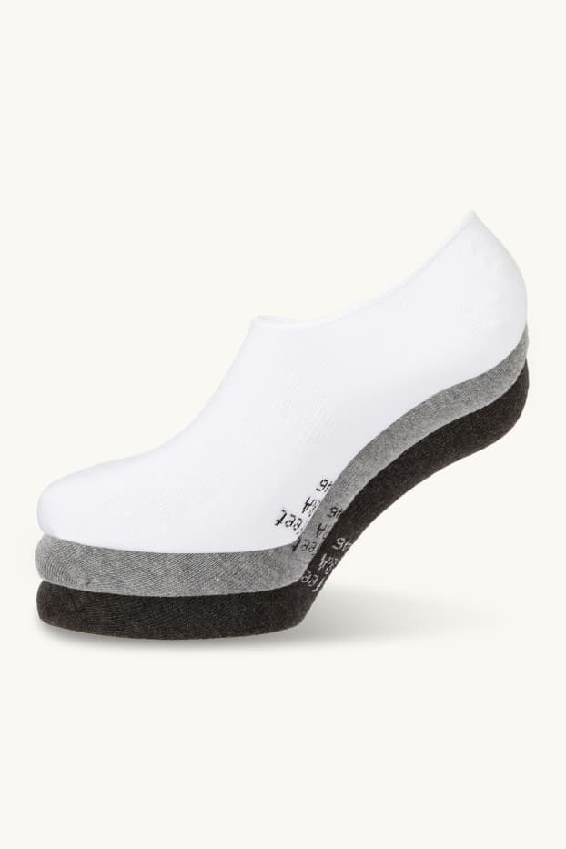 Heren - Set van 3 paar - voetenkousjes - grijs / zwart