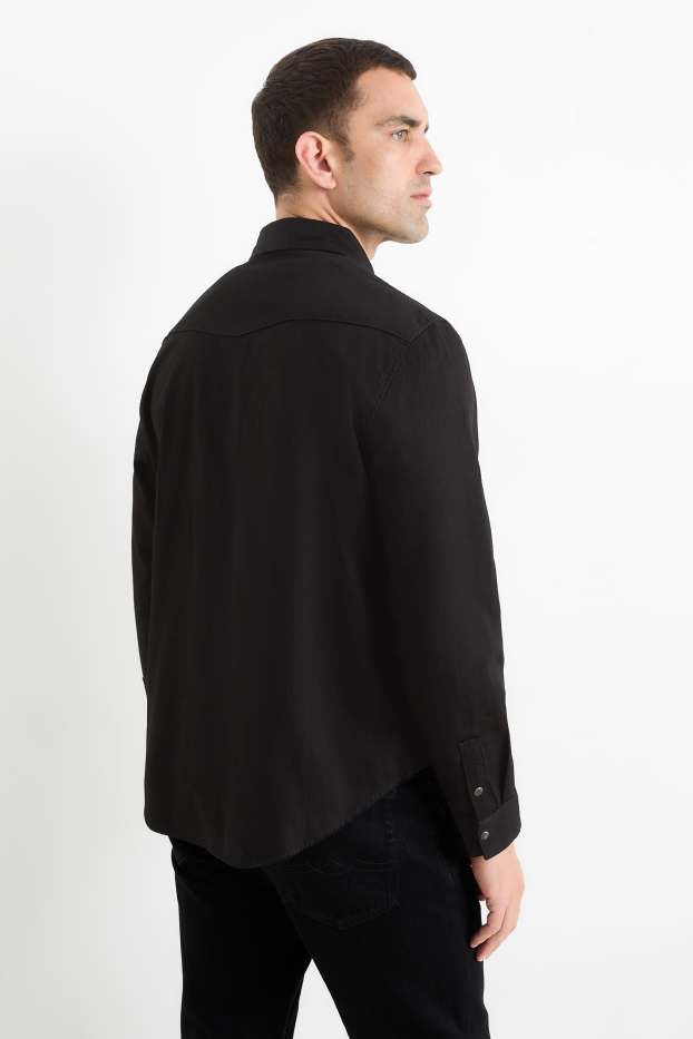 Hommes - Chemise en jean - regular fit - col kent - noir