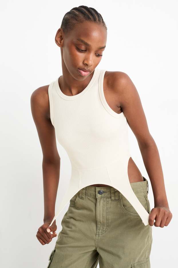 Damen - Crop Top - hellbeige