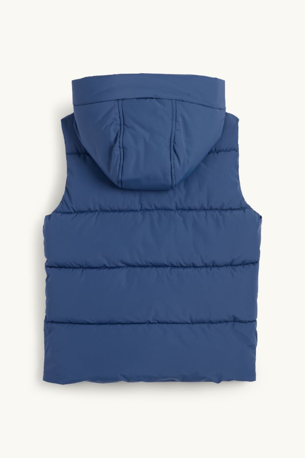 Kinderen: jongens - Bodywarmer met capuchon - waterafstotend - donkerblauw