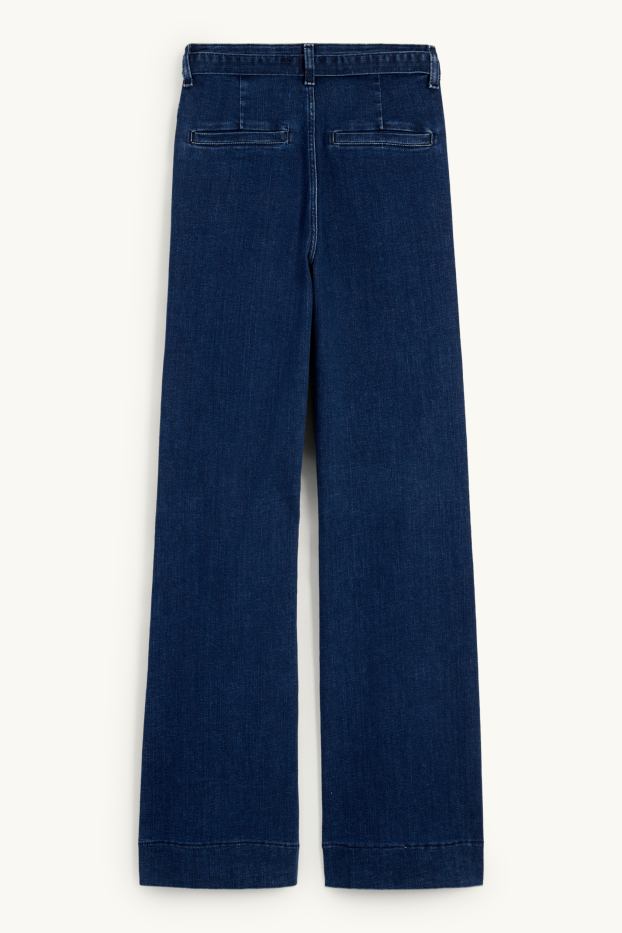 Dames - Flared jeans met riem - high waist - LYCRA® - jeansblauw