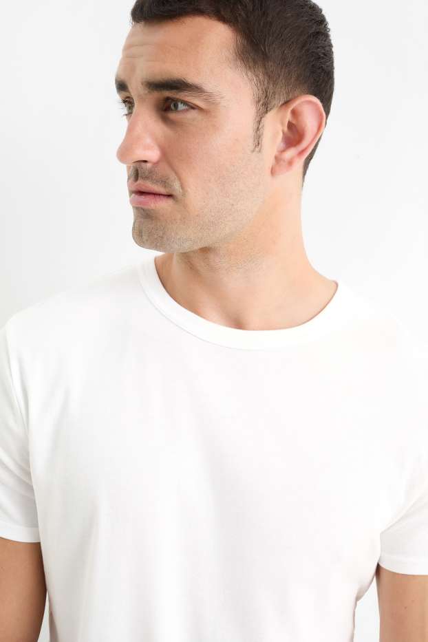 Uomo - T-shirt - slim fit - a coste fini - bianco