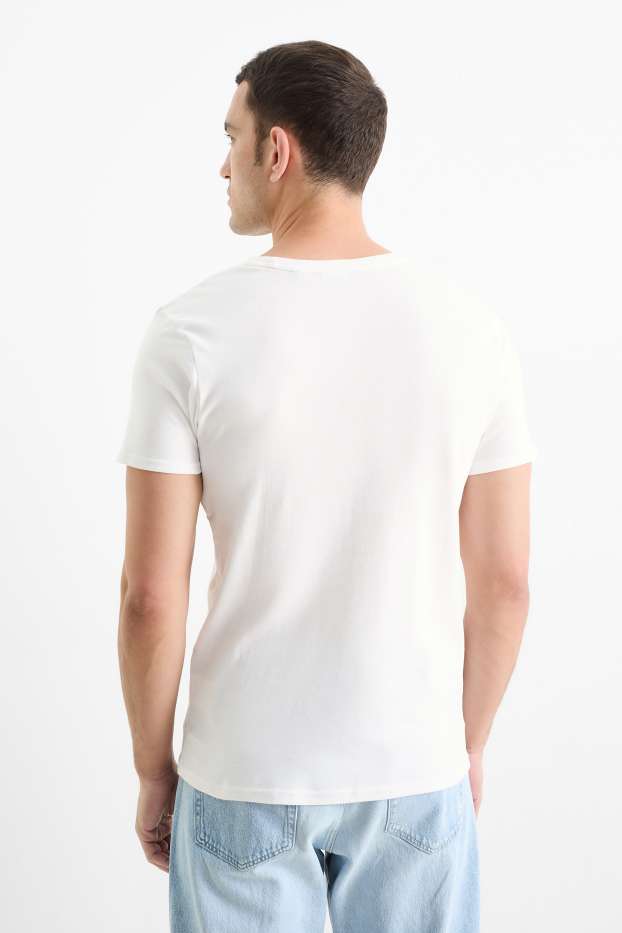 Uomo - T-shirt - slim fit - a coste fini - bianco
