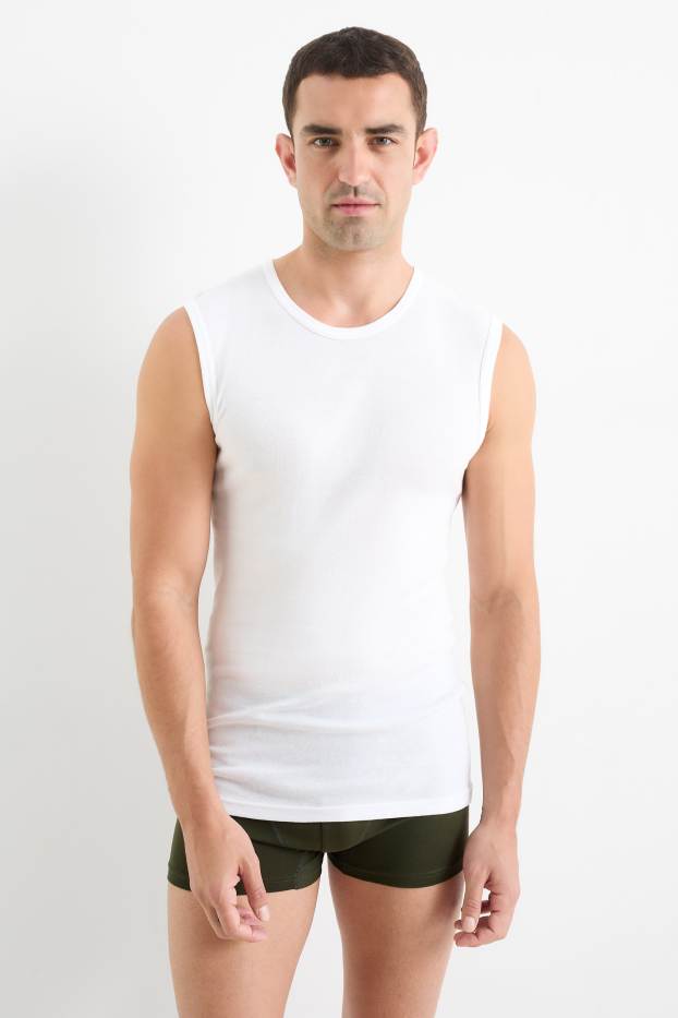 Men - Multipack of 3 - vest - skinny rib - seamless - white