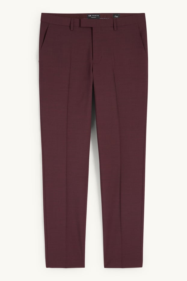 Hommes - Pantalon de costume - regular fit - Flex - 4 Way Stretch - bordeaux